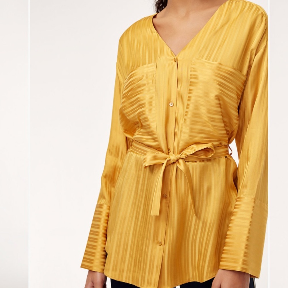 WILFRED | Long-sleeve Blouse w/ Waist Tie | Arabian Gold
